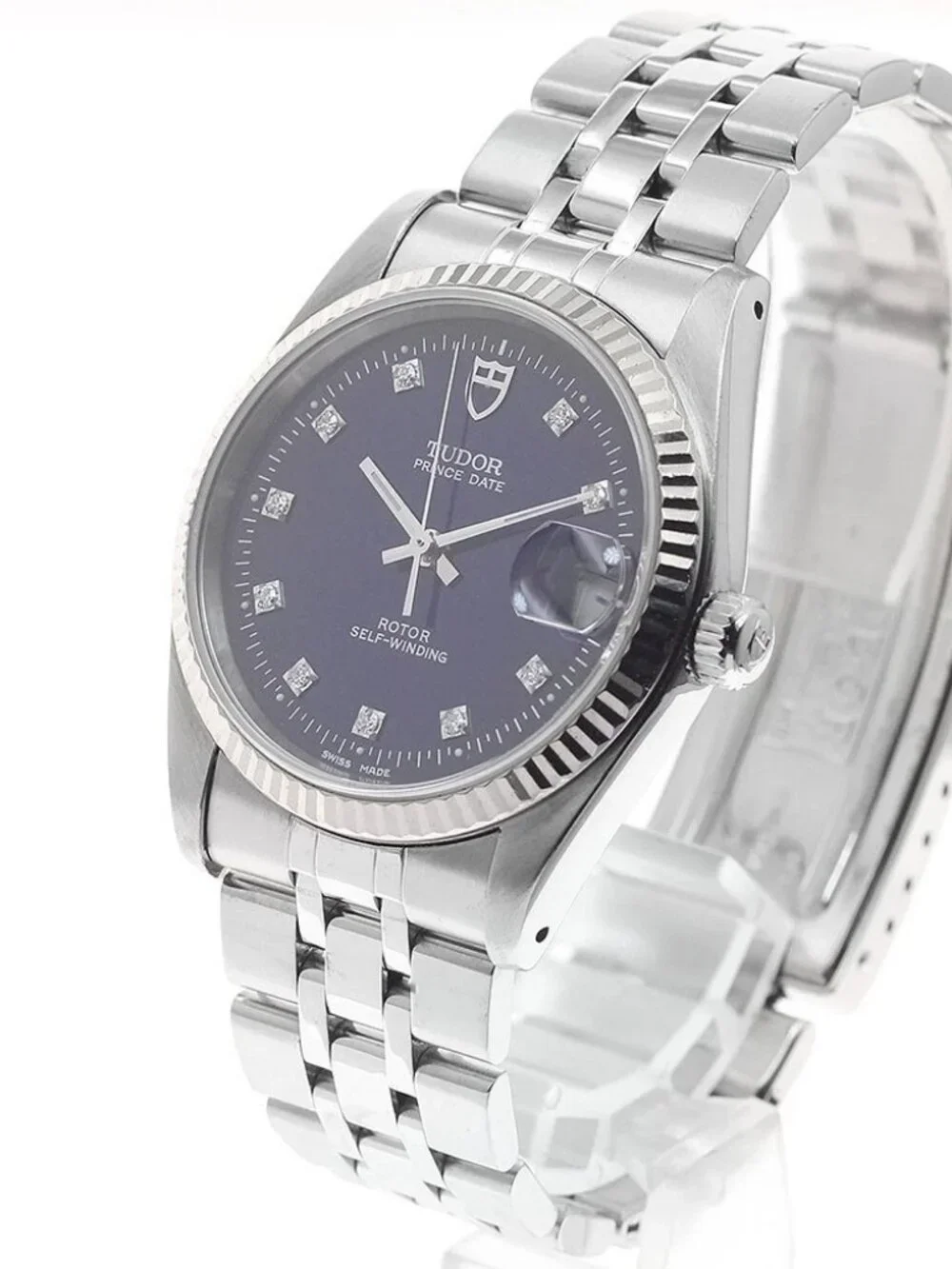 TUDOR Prince Date 74034 WG bezel 10P diamond blue Dial Automatic Men's_956138
